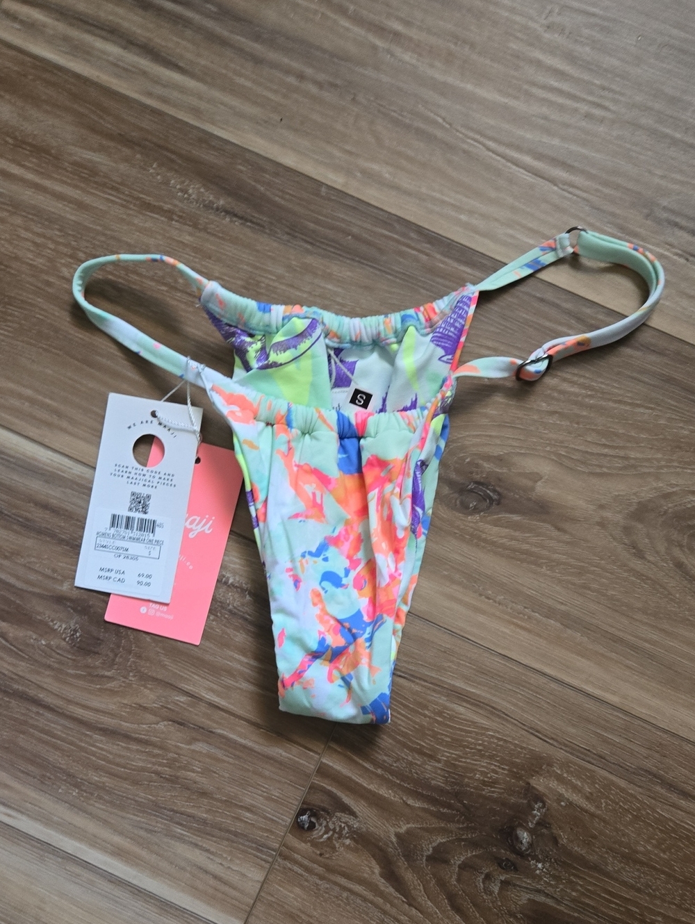 Maaji Floral Neon Print Bikini Bottoms - Multicolor Size Small